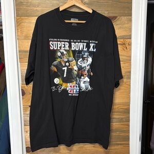 Reebok Super Bowl XL (40) Black Graphic 100% Cotton T-Shirt Size‎ XL